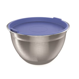 Tigela bowl inox 2,1 litros com tampa 20 cm base silicone antiderrapante