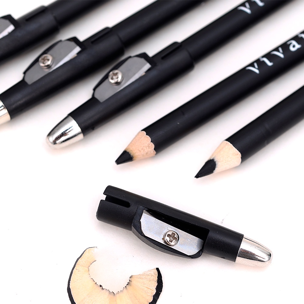 Kit 12 Lápis De Olho Preto Com Apontador 1G Vivai