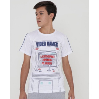 Camiseta Juvenil Botonê Estampa Game Branca