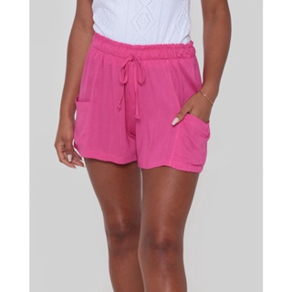 Short Feminino Básico Bolsos Rosa