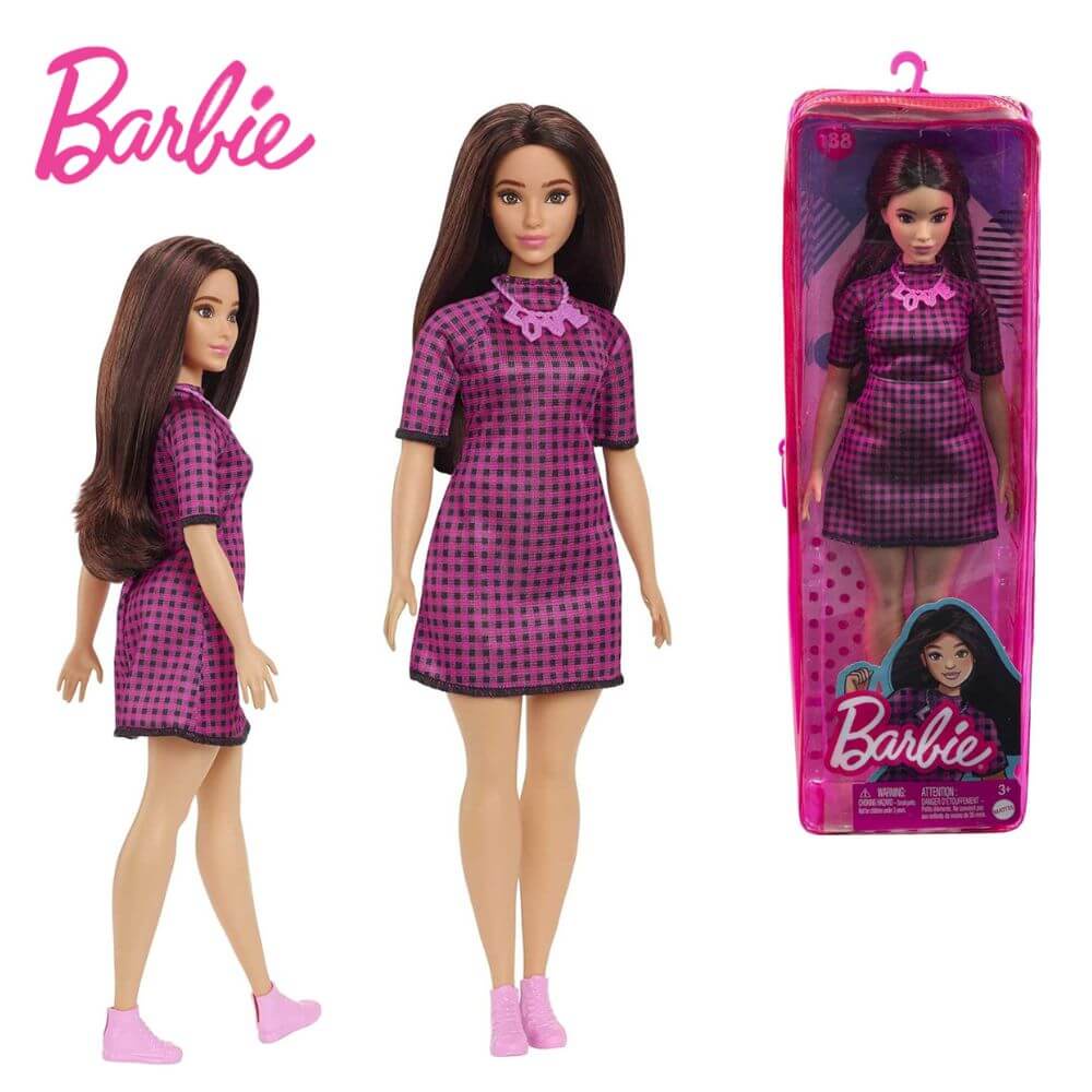 Boneca Barbie Fashionistas - Vestido Xadrez Vermelho Grb49 - MP