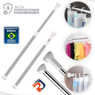 Varão Regulável Barra Pressão P/cortina Box Banheiro Cozinha