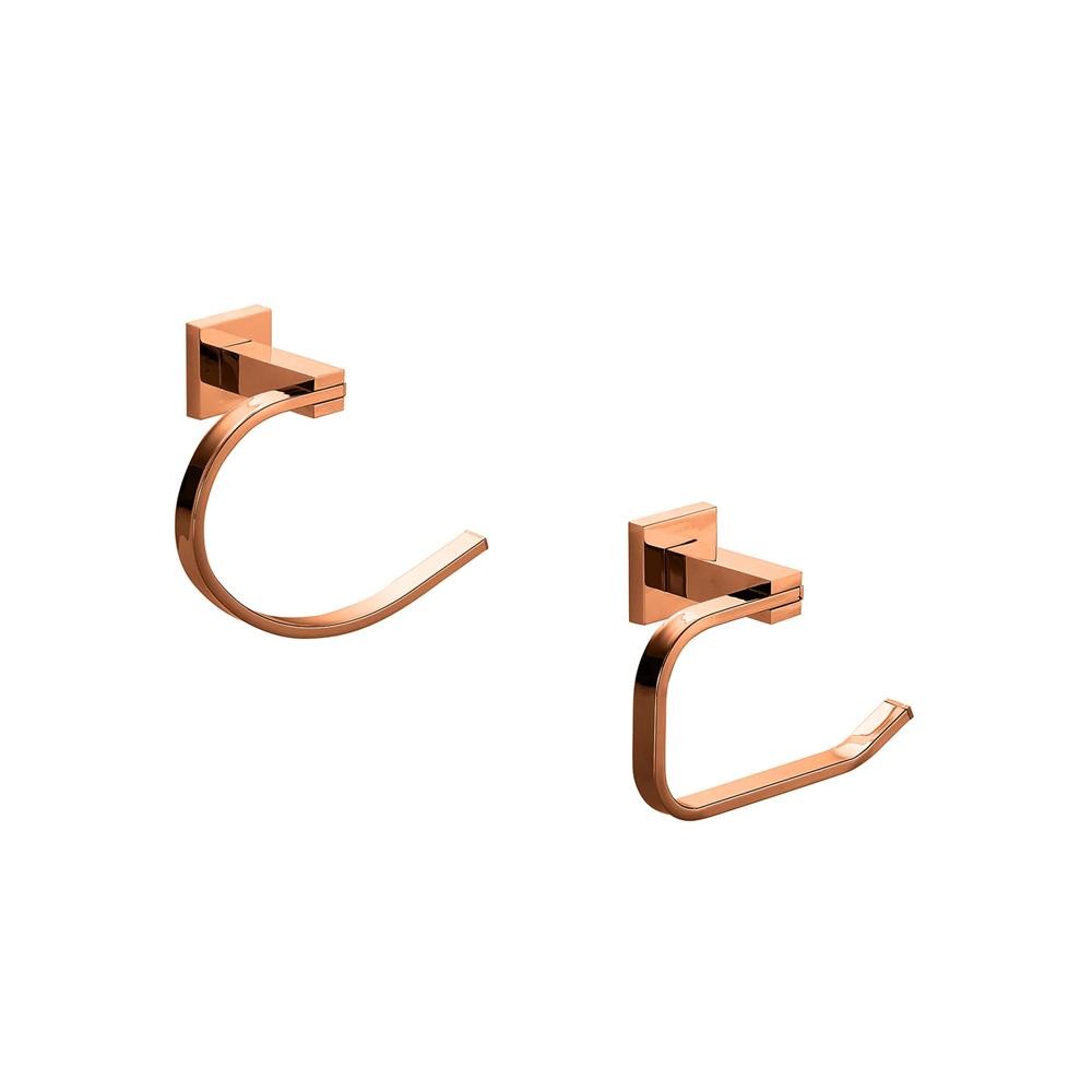 Acessórios Para Banheiro Quadrado 2 Peças São Francisco Pingoo - Dourado Rose