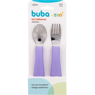 Kit Talheres Bubazoo Roxo Elefante Buba 16975
