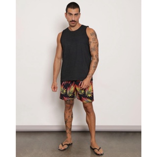Bermuda Masculina Estampa Tropical Laranja
