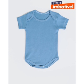 Body Bebê Manga Curta Básico Azul