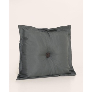 Almofada Quadrada Lisa 40x40cm Oxford com Botão Cinza