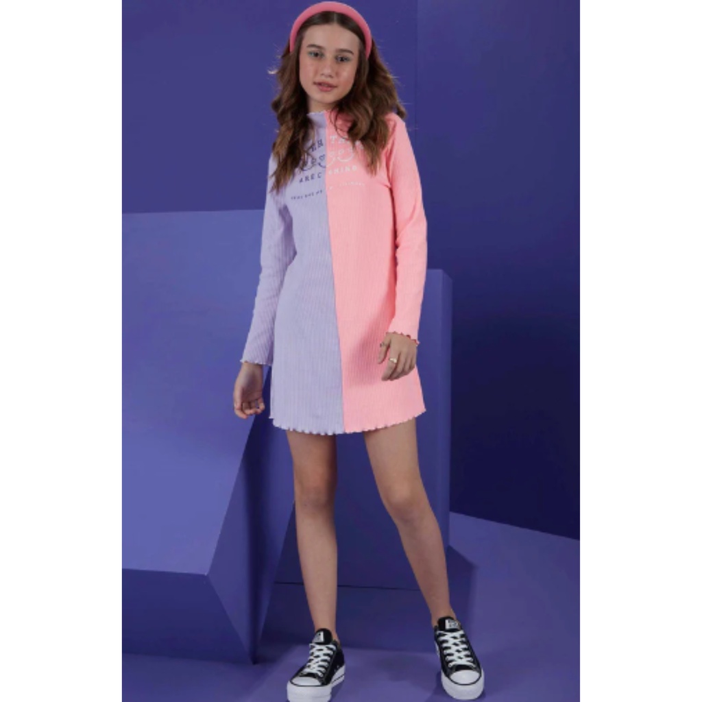 VESTIDO JUVENIL LILIMOON LAVANDA INVERNO MANGA LONGA MENINA