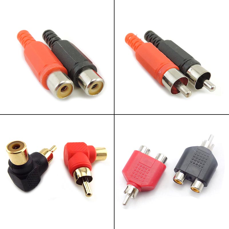 Haokiang - Juego De 2 Adaptadores Para Altavoz Phono RCA Macho A 2 Terminales De Tornillo De Audio Y Vídeo, Tipo Resorte, Conector De Bálsamo, RCA M/AV F