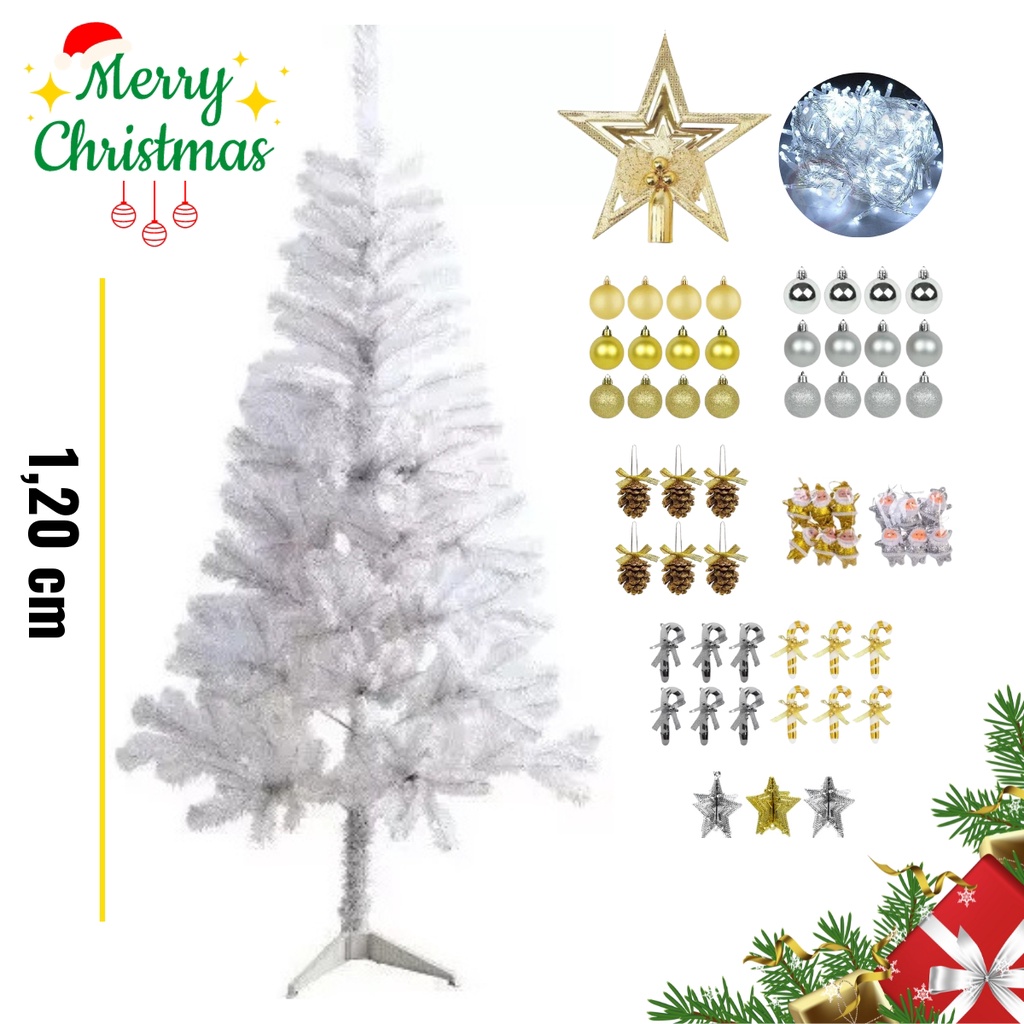 Kit: Árvore Natal Branca e Azul  Item de Decoração Natal Usado
