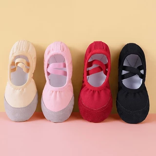 Sapatos De Dança De Ballet De Lona Para Meninas Adultas Sola Macia Sem Alças Chinelos Ginástica