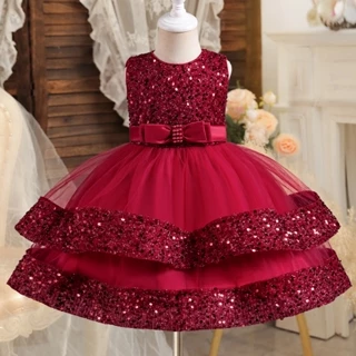WFRV Baby Girl Aniversário Tutu Princesa Vestido De Bebê Lantejoulas Kid Summer Vintage Christmas Prom Pro