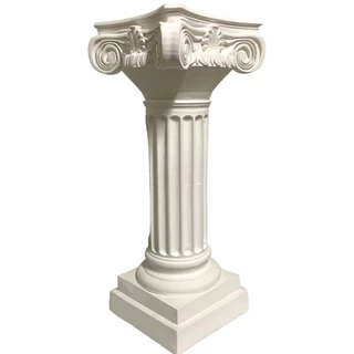 Coluna Grega Branca Capitel Coríntio Trabalhada 60 Cm Luxo