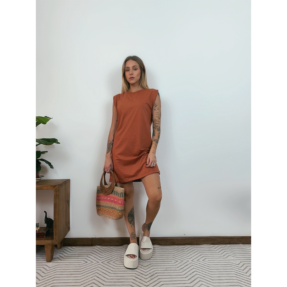 Vestido Aveloz Camisetão Muscle Tee Regata Terracota Shopee Brasil