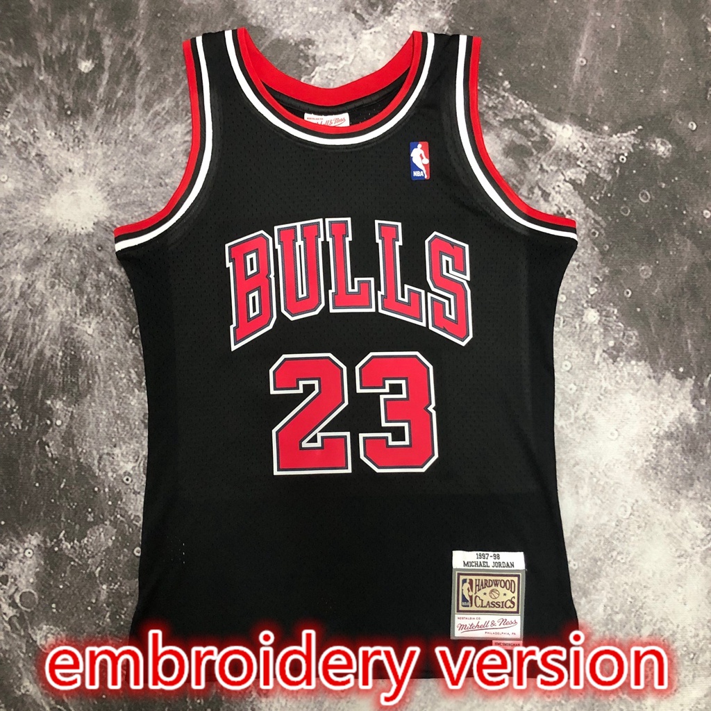 Masculino Camisa 2023NBA Chicago Bulls Michael Black 1997Jodan Camiseta de Basquetebol Jersey