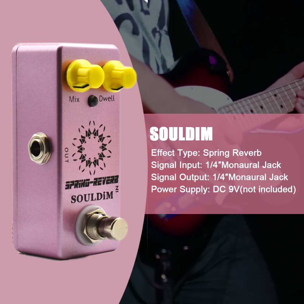 SOULDIM SD-02 SPRING REVERB Mini Pedal De Efeito Único De Guitarra Bypass Verdadeiro Acessórios Para Peças Elétrica