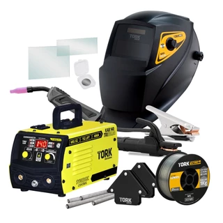 Maquina Solda Inversora Super Combo 140a Mig Sem Gás 3 Em 1 Tig Eletrodo Máscara Automática 220v