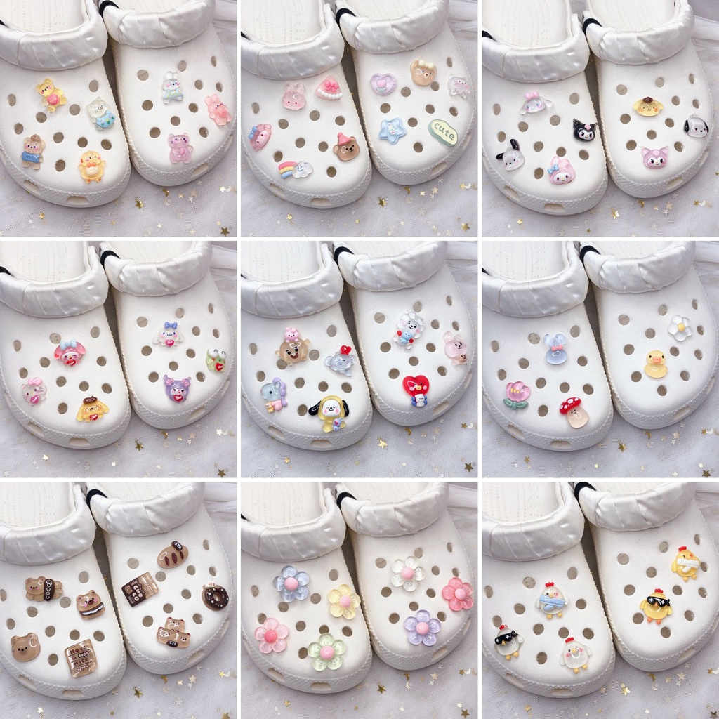 crocsc jibbitzs Crocs Conjunto De Desenhos Animados Série Transparente Coleção De Acessórios Para Calçados De Bricolage Ins Intênis feminino accessariesjibbitz set crocs charms accessories Shoe Buckle