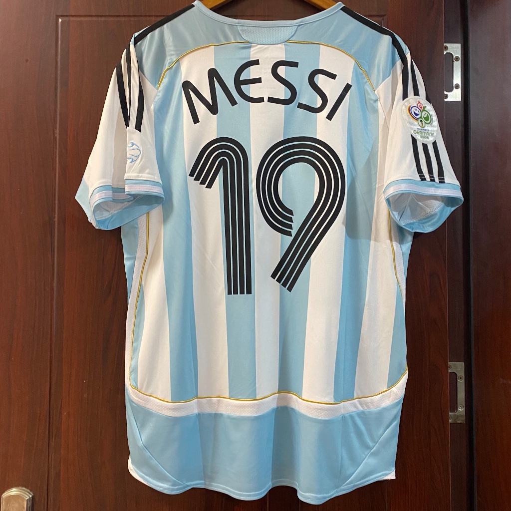 Camisa de futebol retrô 2006 curta 19 # Messi camisa personalizada nome clássico impressão