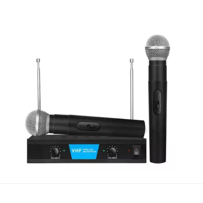 Microfone Sem Fio Dinâmico Profissional VHF Canal Duplo Onistek