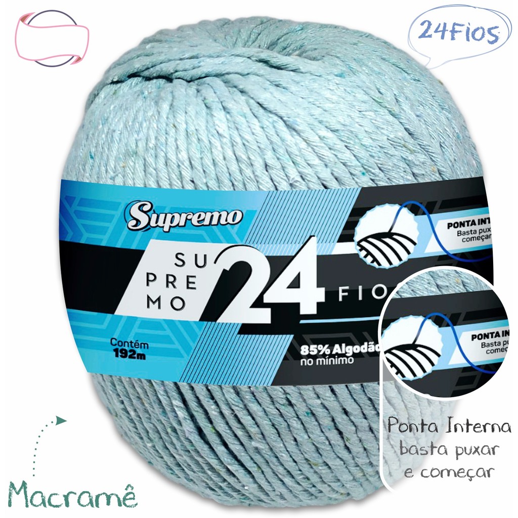 Barbante 24 Fios Supremo, 700g, 192m - Macramê, Crochê | Shopee Brasil