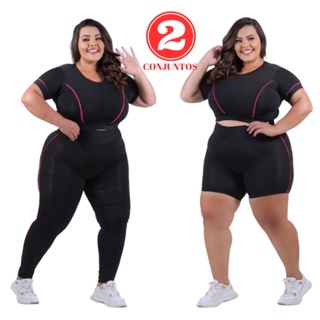 Kit 2 Shorts Legging Plus size academia Bermuda Feminina Fitness Academia  Cós Alto Plus Size - Confecção - Short Feminino - Magazine Luiza