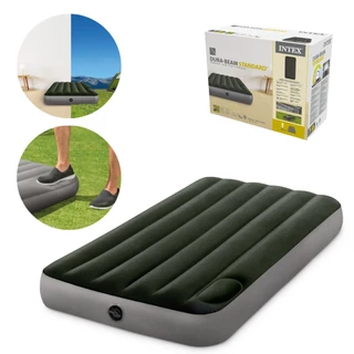 Colchão Inflável Solteiro Maior Twin (191 x 99 x 25cm) c/ Bomba de Pé Embutida até 136kg Dura Beam Verde 64761 Intex