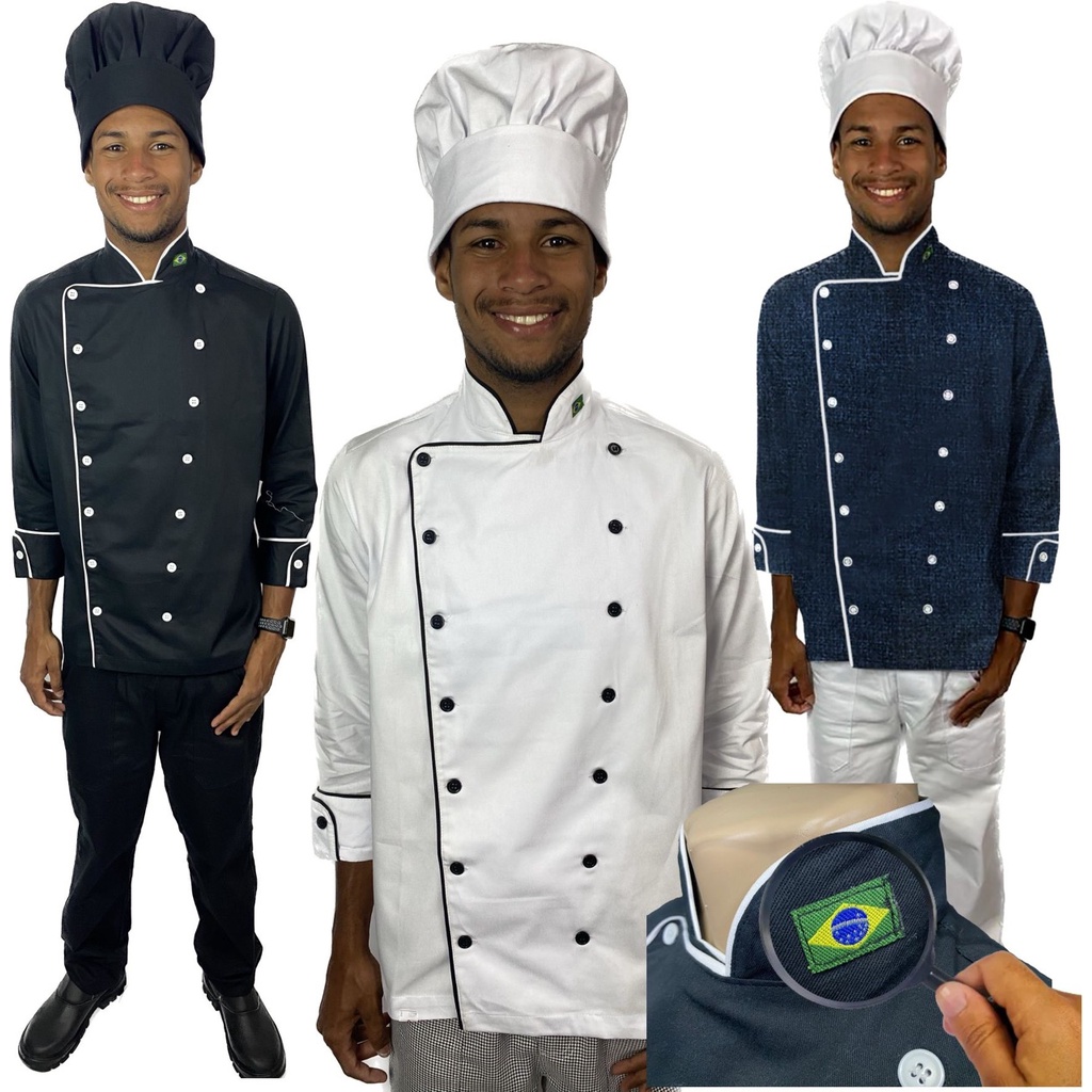 Dolmã Masculino Uniforme Ideal Para Cozinheiro Chefe de Cozi