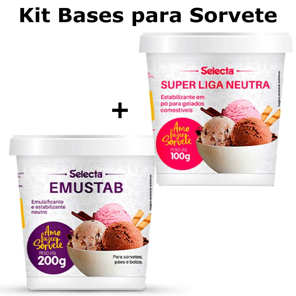Kit Verão Sorvete Bases para Sorvete Emulsificante Emustab e Liga Neutra - Escolha o Tamanho Selecta
