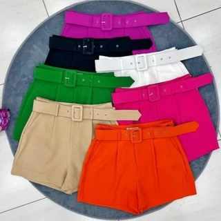 Short Alfaiataria Com Cinto Forrado Plus Size