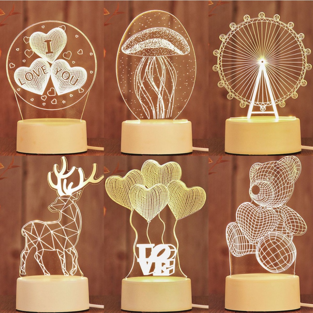 Luminária Mesa de LED 3D Criativa Luz Noturna Decorativa Shopee Brasil