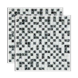 Pastilha de vidro Galliano placa 31x31cm preto e branco Glass Mosaic