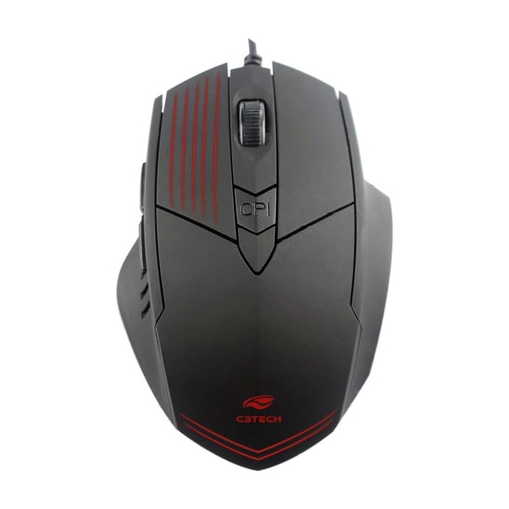 Mouse Gamer Com LED Mulicores USB 2.0 Gold 6 Botoes 2400dpi Sensor A6018S C3Tech MG-10BK