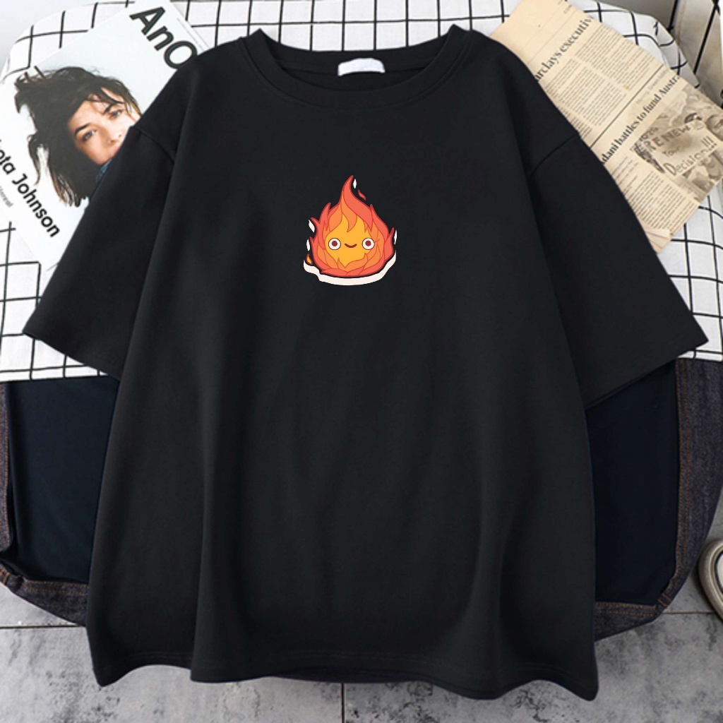 Camiseta Unissex Algodão Calucifer Castelo Animado Guylbi Lançamento Envio Rapido Tamanhos Plus Size