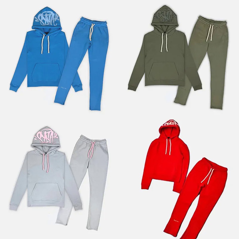 Synaworld Homens 2 peça set Camisola 2023 Novos Homens Mulheres streetwear Hip Hop Letras Oversized Moletom Com Capuz Track Calças Set