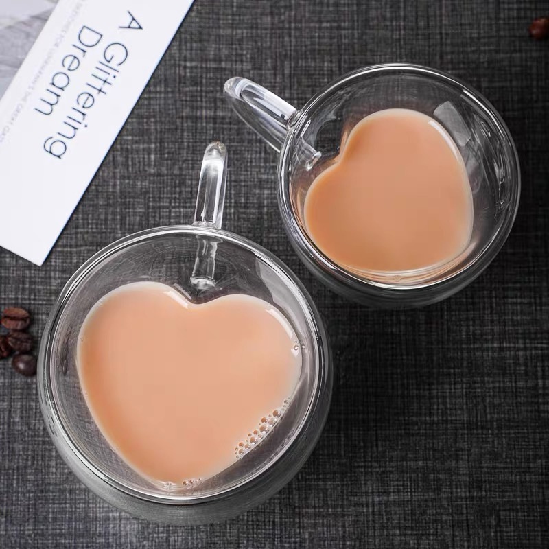 Xicara Coração Parede Dupla 180ML Ou 240ML