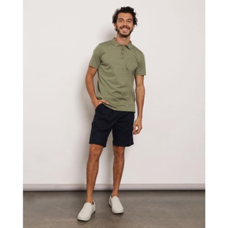 Bermuda Masculina Linho Reta Com Bolso Marinho