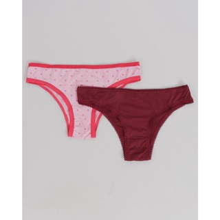 Kit 2 Calcinhas Feminina Biquíni Estampada Cor Sortida