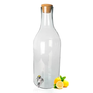 Garrafão de Vidro Grande de 10 Litros para Cachaça com Torneira Prata