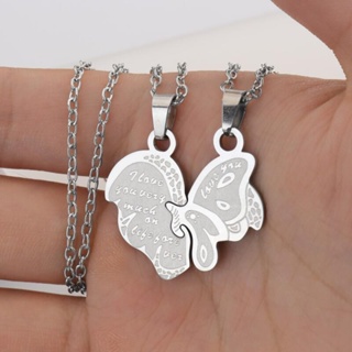 2PC Fashion Stainless Steel Butterfly Pendant Pingente De Aço Colar De Casal Inoxidável Acessórios De Jóias Do Dia Dos Namorados