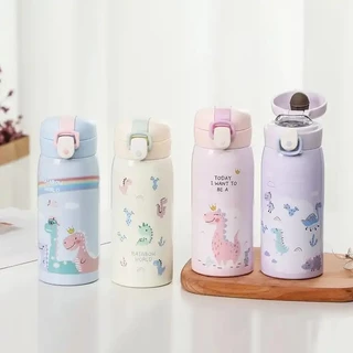 Garrafa Copo Térmico Infantil Dinossauro Rainbow 350ml-500ml