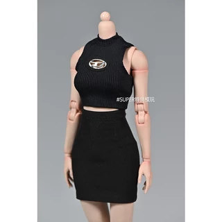 1: 6 Escala de Borracha Soldado Feminino Soldado Feminino Corpo da Boneca Saia Curta de Cintura Alta Saia Envolvida 40cm Modelo de Roupa Móvel Acessórios em203