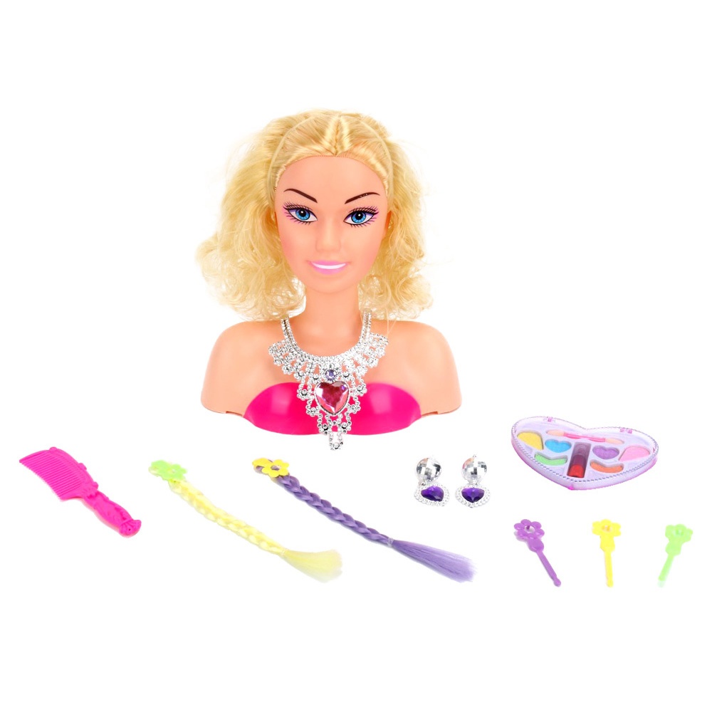 Crianças brinquedo moda crianças maquiagem fingir playset estilo cabeça  boneca penteado beleza jogo com secador de