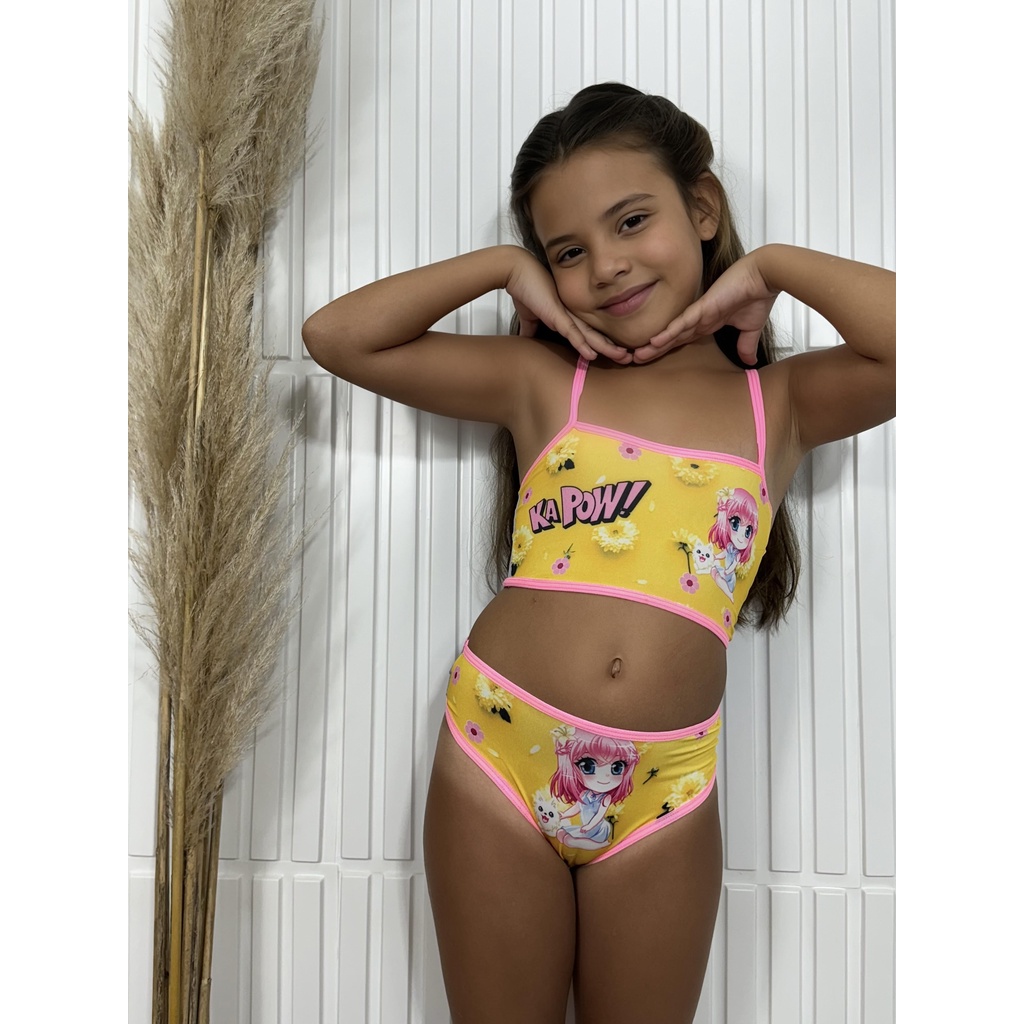 kit 5 Top e Calcinha Conjunto Juvenil Lingerie Estampado Revenda