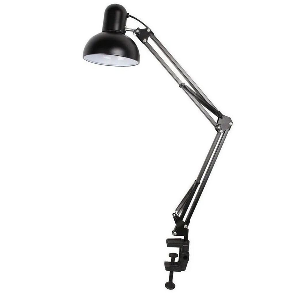 Luminária Abajur Mesa Articulada Escritório Lâmpada 2x1 Base Garra Led Leitura Estudo Salão Beleza