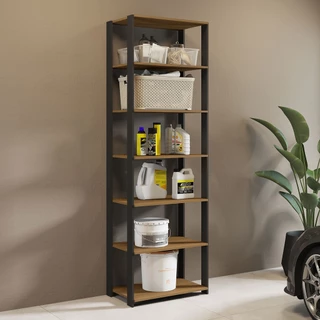 Estante Prateleira Multiuso Modular Estilo Industrial Bacco 70x220Cm MDP Carvalho 6101 MENU