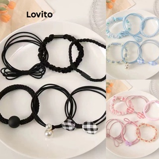 Lovito Laços De Cabelo Casuais Com Flores De Laço Liso Para Mulheres LFA11308