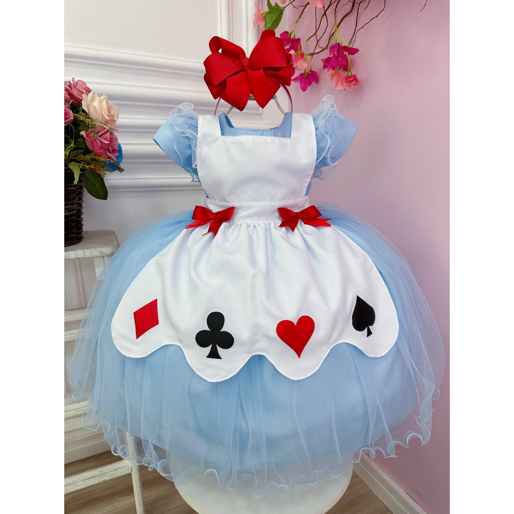 Vestido Alice No Pais Das Maravilhas Festa De Ano Vestido Infantil