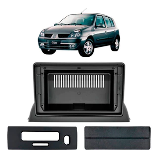 Moldura Painel Multimidia DVD Player 9 Polegadas Clio Geração 2 G2 1998/2005 Cor Preta