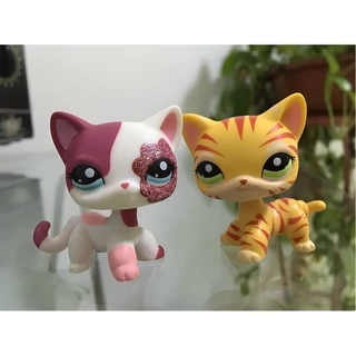 2Pcs/Lot LPS Mini-Figura De Brinquedo Para Gatos De Cabelo Curto # 1451 22249 Menor Criança Da Loja Pet Shop